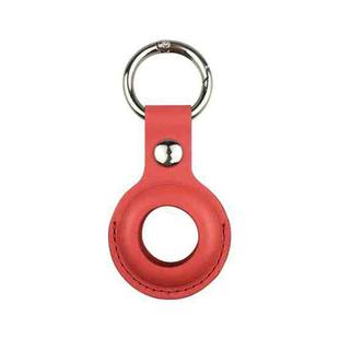 Shockproof Anti-scratch Leather Protective Case Cover Key Chain with Hang Loop For AirTag(Red)