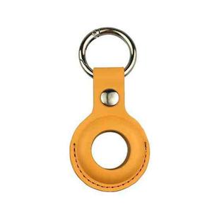 Shockproof Anti-scratch Leather Protective Case Cover Key Chain with Hang Loop For AirTag(Yellow)