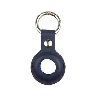 Shockproof Anti-scratch Leather Protective Case Cover Key Chain with Hang Loop For AirTag(Deep Blue)