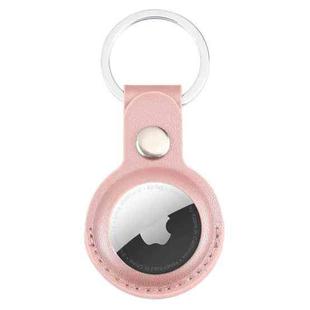 For AirTag Shockproof Anti-scratch Leather Protective Case Cover with Hang Loop Key Chain(Sand Pink)