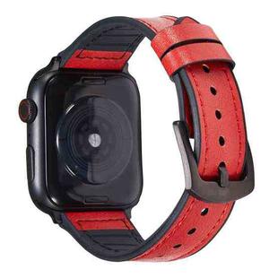 Crazy Horse Texture Leather Watch Band For Apple Watch Series 8&7 41mm / SE 2&6&SE&5&4 40mm / 3&2&1 38mm(Red)