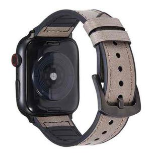 Crazy Horse Texture Leather Watch Band For Apple Watch Series 8&7 41mm / SE 2&6&SE&5&4 40mm / 3&2&1 38mm(Gray)