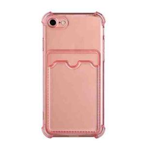 For iPhone SE 2022 / SE 2020 / 8 / 7 TPU Dropproof Protective Back Case with Card Slot(Pink)