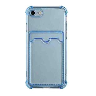 For iPhone SE 2022 / SE 2020 / 8 / 7 TPU Dropproof Protective Back Case with Card Slot(Blue)