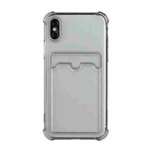 For iPhone X / XS TPU Dropproof Protective Back Case with Card Slot(Gray)