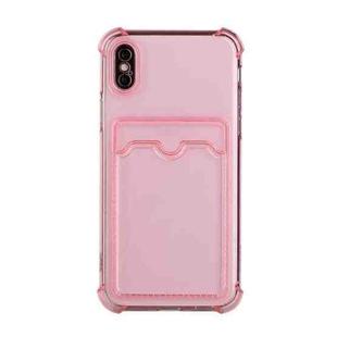 For iPhone X / XS TPU Dropproof Protective Back Case with Card Slot(Pink)