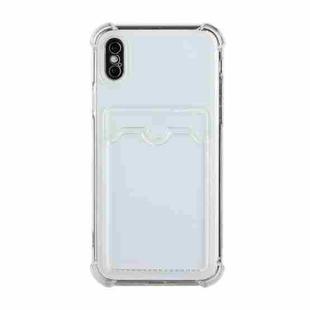 For iPhone X / XS TPU Dropproof Protective Back Case with Card Slot(Transparent)