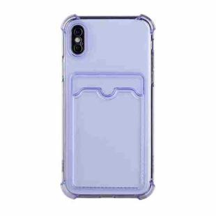 For iPhone X / XS TPU Dropproof Protective Back Case with Card Slot(Purple)