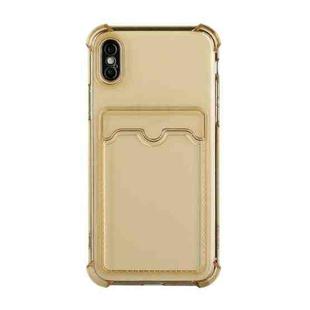For iPhone X / XS TPU Dropproof Protective Back Case with Card Slot(Gold)