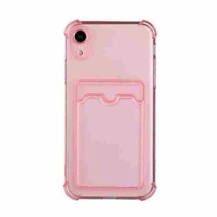 For iPhone XR TPU Dropproof Protective Back Case with Card Slot(Pink)