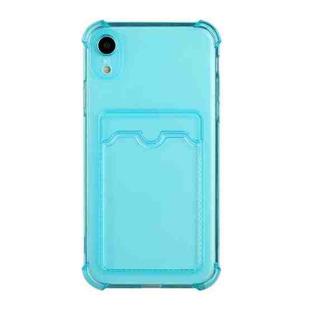 For iPhone XR TPU Dropproof Protective Back Case with Card Slot(Baby Blue)