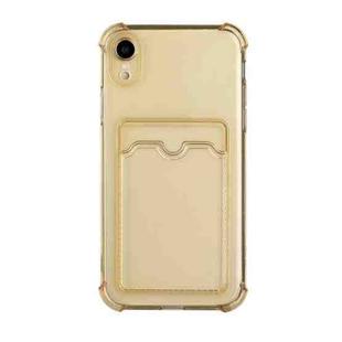 For iPhone XR TPU Dropproof Protective Back Case with Card Slot(Gold)
