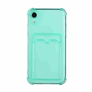For iPhone XR TPU Dropproof Protective Back Case with Card Slot(Green)