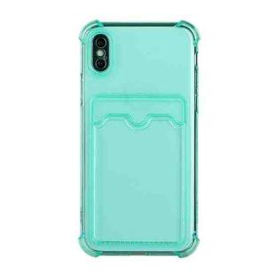 For iPhone XS Max TPU Dropproof Protective Back Case with Card Slot(Green)