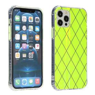 For iPhone 11 Pro Laser Aurora Rhombic Grid TPU Protective Case (Fluorescent Green)