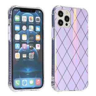 For iPhone 11 Pro Laser Aurora Rhombic Grid TPU Protective Case (Purple)