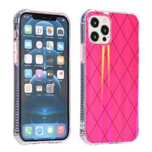 For iPhone 11 Pro Max Laser Aurora Rhombic Grid TPU Protective Case (Rose Red)