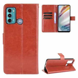 For Motorola Moto G40 Fusion / Moto G60 Crazy Horse Texture Horizontal Flip Leather Case with Holder & Card Slots & Lanyard(Brown)