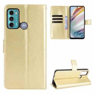 For Motorola Moto G40 Fusion / Moto G60 Crazy Horse Texture Horizontal Flip Leather Case with Holder & Card Slots & Lanyard(Gold)