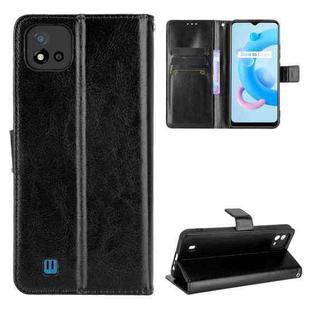 For OPPO Realme C11 2021 / Realme C20 / Realme C20A Crazy Horse Texture Horizontal Flip Leather Case with Holder & Card Slots & Lanyard(Black)