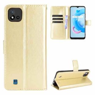 For OPPO Realme C11 2021 / Realme C20 / Realme C20A Crazy Horse Texture Horizontal Flip Leather Case with Holder & Card Slots & Lanyard(Gold)