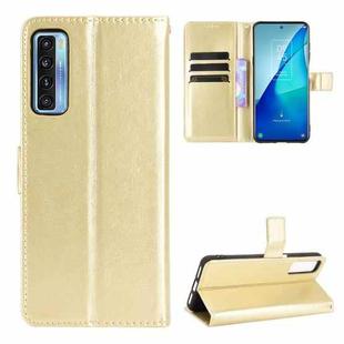 For TCL 20 5G / TCL 20S Crazy Horse Texture Horizontal Flip Leather Case with Holder & Card Slots & Lanyard(Gold)