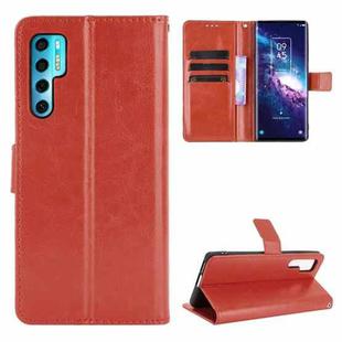 For TCL 20 Pro 5G Crazy Horse Texture Horizontal Flip Leather Case with Holder & Card Slots & Lanyard(Brown)