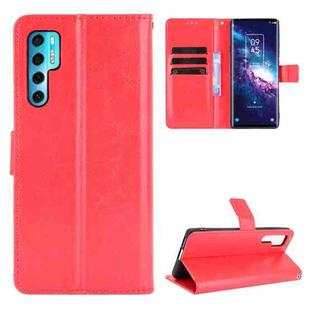 For TCL 20 Pro 5G Crazy Horse Texture Horizontal Flip Leather Case with Holder & Card Slots & Lanyard(Red)