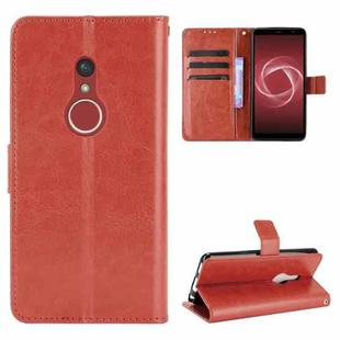 For Fujitsu Arrows Be4 Plus / F-41B Crazy Horse Texture Horizontal Flip Leather Case with Holder & Card Slots & Lanyard(Brown)