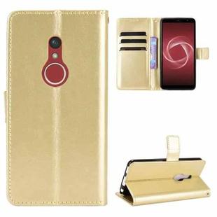For Fujitsu Arrows Be4 Plus / F-41B Crazy Horse Texture Horizontal Flip Leather Case with Holder & Card Slots & Lanyard(Gold)