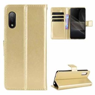 For Sony Xperia Ace II Crazy Horse Texture Horizontal Flip Leather Case with Holder & Card Slots & Lanyard(Gold)