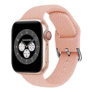 Braided Silicone Watch Band with Buckle For Apple Watch Ultra 49mm / Series 8&7 45mm / SE 2&6&SE&5&4 44mm / 3&2&1 42mm(Sand Pink)