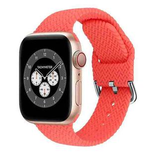 Braided Silicone Watch Band with Buckle For Apple Watch Ultra 49mm / Series 8&7 45mm / SE 2&6&SE&5&4 44mm / 3&2&1 42mm(Bright Pink)