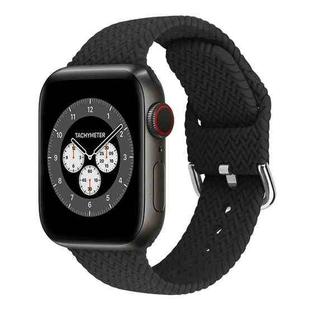 Braided Silicone Watch Band with Buckle For Apple Watch Series 8&7 41mm / SE 2&6&SE&5&4 40mm / 3&2&1 38mm(Black)