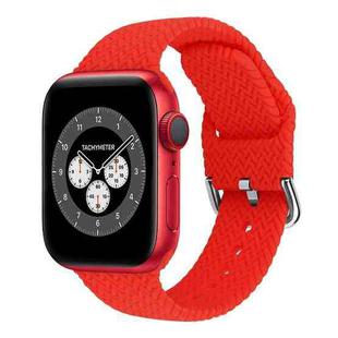 Braided Silicone Watch Band with Buckle For Apple Watch Series 8&7 41mm / SE 2&6&SE&5&4 40mm / 3&2&1 38mm(Red)