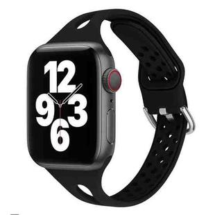 Silicone Watch Band For Apple Watch Ultra 49mm / Series 8&7 45mm / SE 2&6&SE&5&4 44mm / 3&2&1 42mm(Black)