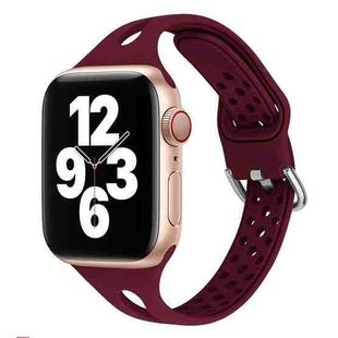 Silicone Watch Band For Apple Watch Series 8&7 41mm / SE 2&6&SE&5&4 40mm / 3&2&1 38mm(Wine Red)