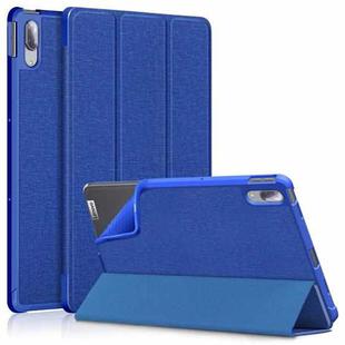 For Lenovo Tab P11 Pro TB-J716F /J706F Cloth Texture PU + TPU Horizontal Flip Leather Case with Three-folding Holder & Wake-up / Sleep Function(Blue)