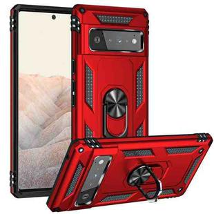 For Google Pixel 6 Pro Shockproof TPU + PC Protective Case with 360 Degree Rotating Holder(Red)
