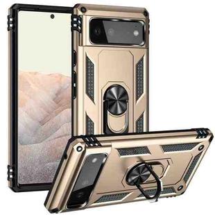 For Google Pixel 6 Shockproof TPU + PC Protective Case with 360 Degree Rotating Holder(Gold)