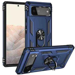 For Google Pixel 6 Shockproof TPU + PC Protective Case with 360 Degree Rotating Holder(Blue)