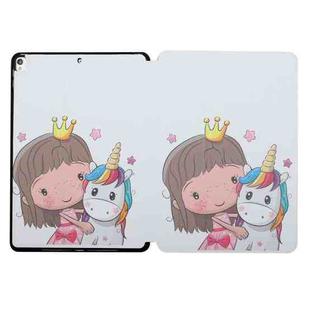Dual-folding Coloured Drawing Voltage Horizontal Flip PU Leather Case with Holder & Sleep / Wake-up Function For iPad Air / Air 2 / Pro 9.7 2016 / 9.7 2017 / 2018(Girl Unicorn)