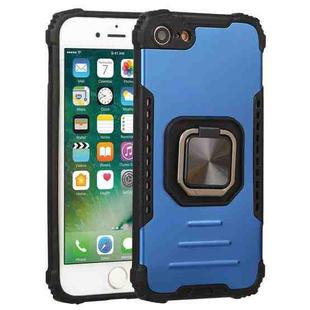 For iPhone SE 2022 / SE 2020 / 8 / 7 Fierce Warrior Series Armor All-inclusive Shockproof Aluminum Alloy + TPU Protective Case with Ring Holder(Blue)