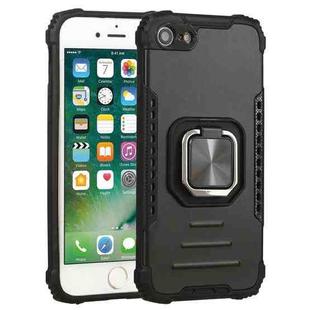 For iPhone SE 2022 / SE 2020 / 8 / 7 Fierce Warrior Series Armor All-inclusive Shockproof Aluminum Alloy + TPU Protective Case with Ring Holder(Black)