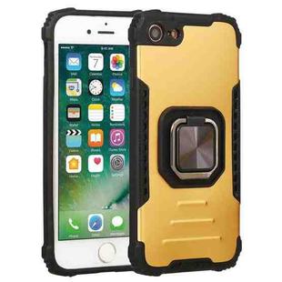 For iPhone SE 2022 / SE 2020 / 8 / 7 Fierce Warrior Series Armor All-inclusive Shockproof Aluminum Alloy + TPU Protective Case with Ring Holder(Gold)