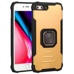 Fierce Warrior Series Armor All-inclusive Shockproof Aluminum Alloy + TPU Protective Case with Ring Holder For iPhone 7 Plus / 8 Plus(Gold)