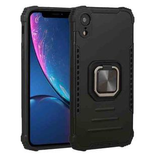 For iPhone XR Fierce Warrior Series Armor All-inclusive Shockproof Aluminum Alloy + TPU Protective Case with Ring Holder(Black)
