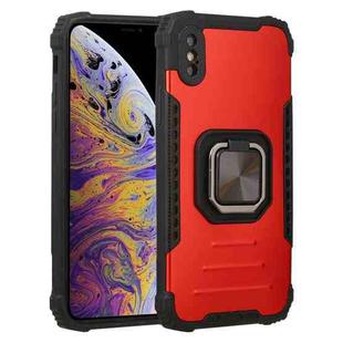For iPhone X / XS Fierce Warrior Series Armor All-inclusive Shockproof Aluminum Alloy + TPU Protective Case with Ring Holder(Red)