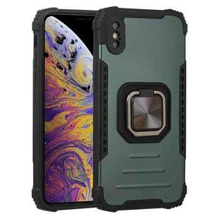 For iPhone X / XS Fierce Warrior Series Armor All-inclusive Shockproof Aluminum Alloy + TPU Protective Case with Ring Holder(Green)