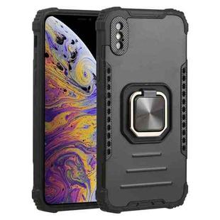 For iPhone XS Max Fierce Warrior Series Armor All-inclusive Shockproof Aluminum Alloy + TPU Protective Case with Ring Holder(Black)